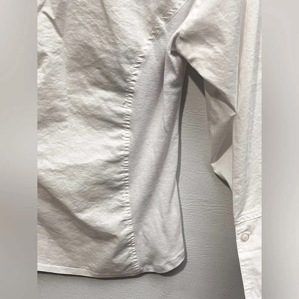 Notations Romantic Victorian White Pleated Front Button-Down Shirt Medium